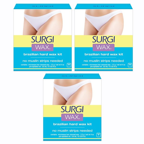 Surgi-wax Brazilian Waxing Kit For Private Parts, 4-Ounce Boxes (Pack of 3)