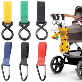 6 Pcs Buggy Clips Hooks Colorful Baby Bag Clips Pushchair Hooks Portable Stroller Nylon Hook Universal Fit Hook Your Shopping Bags Handbag Safely on Pushchair(Colorful)