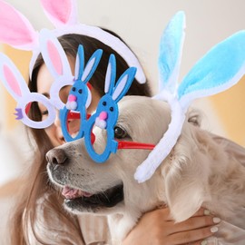 Seenelling 24 Pcs Easter Headbands and Glasses Frame Set Easter Bunny Ears Headbands Cute Bunny Glasses for Photo Props Party Favors