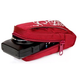 Baxxtar Kameratasche mit Stil für Digitale Kompaktkameras (mit Gurt und Gürtelschlaufe) - rot - PowerShot SX740 SX730 SX720 - CyberShot HX99 - Lumix DMC TZ71 TZ61 - Tough TG-7 TG-6