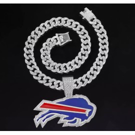 Houston Texans GEM NECKLACE Gold/Silver Bling Hip Hop Pendant & 24'' Chain - Silver