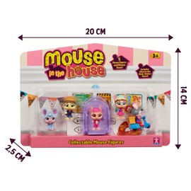 MOUSE IN THE HOUSE, MUN031 MUN031 Mouse Figures with Magic Door Accessories Glow in the Dark Stickers Model 1 Toy for Children Aged 3+