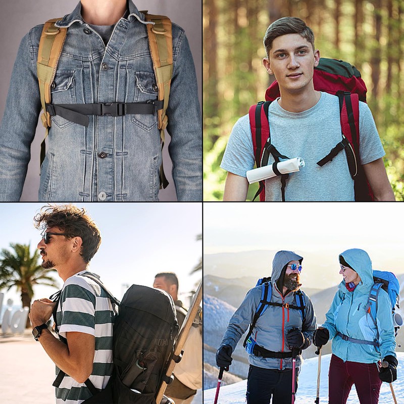 Pddenality 4 PCS Chest Strap for Backpack, Adjustable Backpack Chest