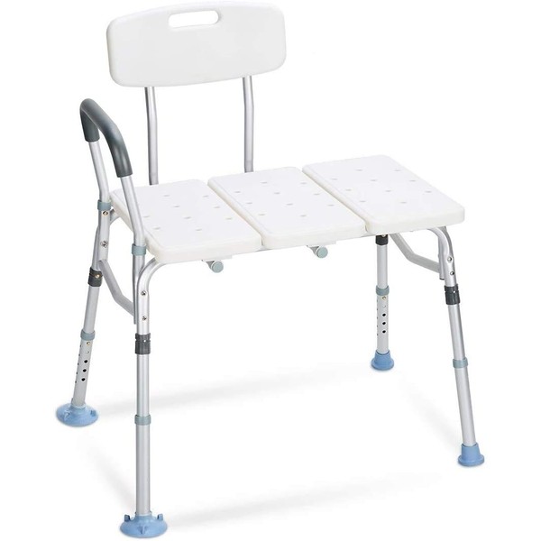 OasisSpace Tub Transfer Bench 500lb- Heavy Duty Bath & Shower Transfer Bench - Adjustable Handicap Shower Chair with Reversible Backrest - Medical Bathroom Aid for Disabled, Seniors, Bariatric(500lb)