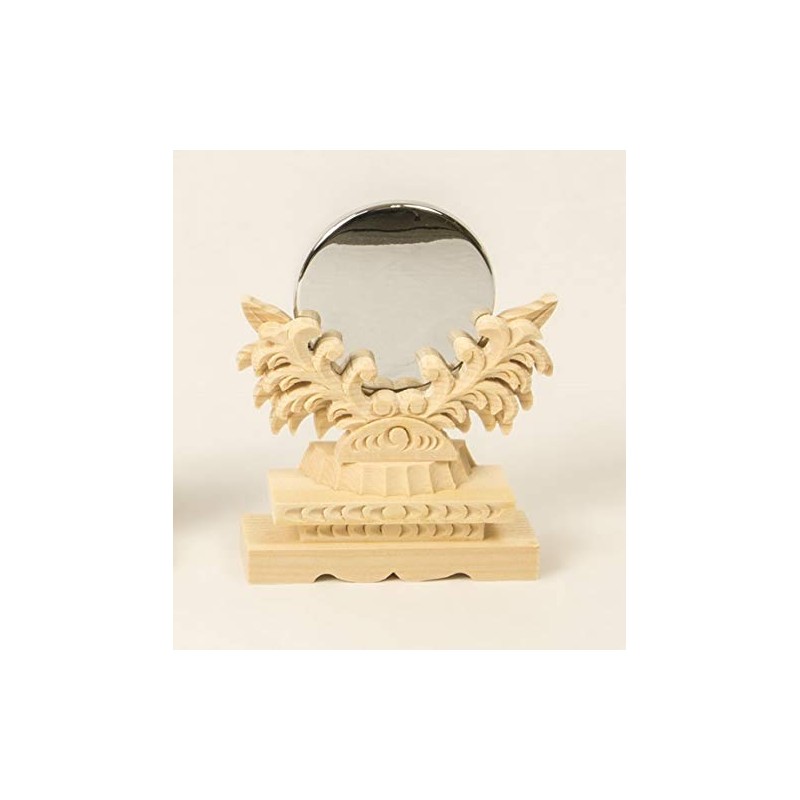 Moa Feteli（モアフェティ） 神具 神鏡 上彫り 2寸 木製
