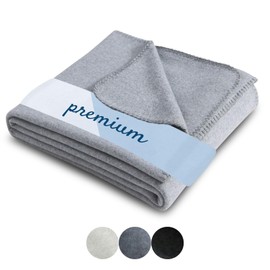 wometo Premium Fleece Blanket Melange OekoTex 140 x 190 cm Approx. 700 g Extra Thick Grey Melange (Bi-Colour) with Anti-Pilling and Quality Edging