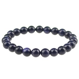 Natural Gemstones Bracelet 8mm Chakra Round Beads Energy Power Crystal Reiki Healing Elastic Stretch 7 Inch for Women Men Unisex(Blue Sandstone)