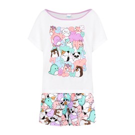 Squishmallows Womens Pyjamas Off the Shoulder PJ Set (UK, Numeric, 12, 14, Regular, Regular, White)