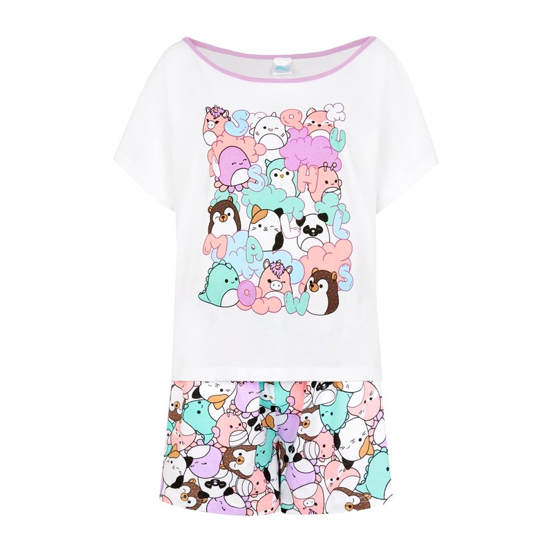 Squishmallows Womens Pyjamas Off the Shoulder PJ Set (UK, Numeric,