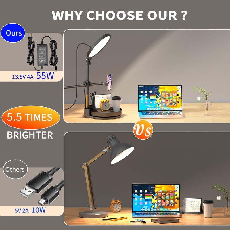 Selfie Light Kit for Desk and Laptop,55W Dimmable Full Screen