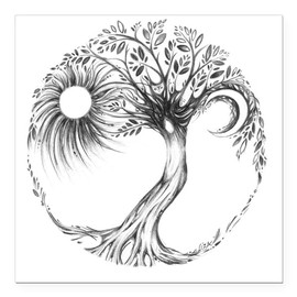 CafePress Tree of Life Design Square Car Magnet 3 X 3 Square Car Magnet, Magnetic Bumper Display