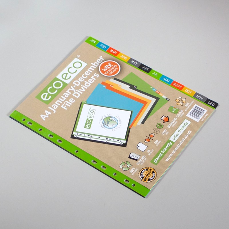 eco-eco A4 50% Recycled January - December Wide File Dividers