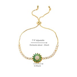 ABISIN Spinning Sunflower Fidget Bracelet for Women, Rotatable Anxiety Sun Flowe Bracelets Adjustable Rhinestone Sunflowers Statement Worry Relieving Jewelry Gift