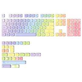 YUNZII 140 Keys MOA Keycaps, Dye-Sublimation PBT Custom Keycap Set for MOA Profile, Cute Rainbow Candy Keycap for MX Switches Mechanical Gaming Keyboard(Rainbow)