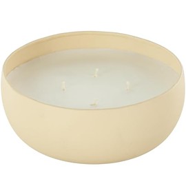 Deco 79 Metal Decorative Candle Rose Blossom & Sandalwood Scented Textured 34oz 4 Wick Aromatherapy Candle with White Wax, Wax Aromatherapy Candle 7" x 7" x 3", Beige