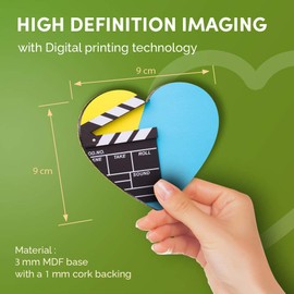 Destination Vinyl ltd Great Coasters (Set of 4) Heart - Cinema Clapperboard Movie Film Drink Glossy Coasters/Tabletop Protection for Any Table Type #44612