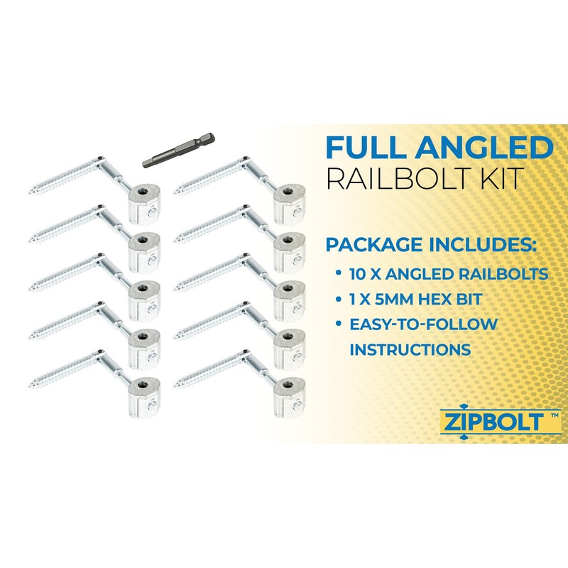 Zipbolt 11.550 Angled Railbolt Bulk Pack — Angled Staircase Handrail