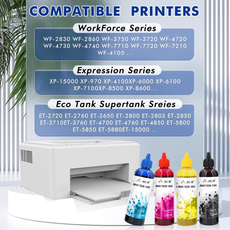 A-SUB Sublimation Ink for Epson Inkjet Printer 4x120ML