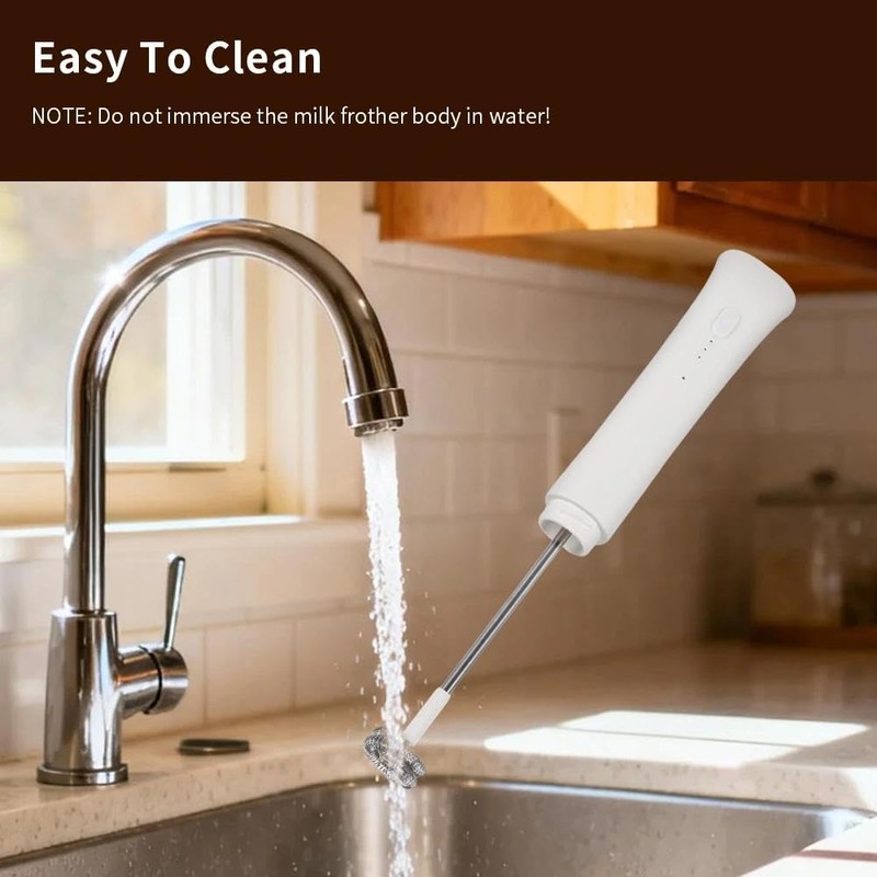 watchget Milk Frother Wand Handheld, Rechargeable Drink Mixer, 3-Speed Adjustable,