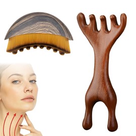 2 spazzole a secco per drenaggio linfatico, spazzola viso per contorno e jawline, pettine massaggiante per drenaggio linfatico, design ergonomico per massaggio delicato