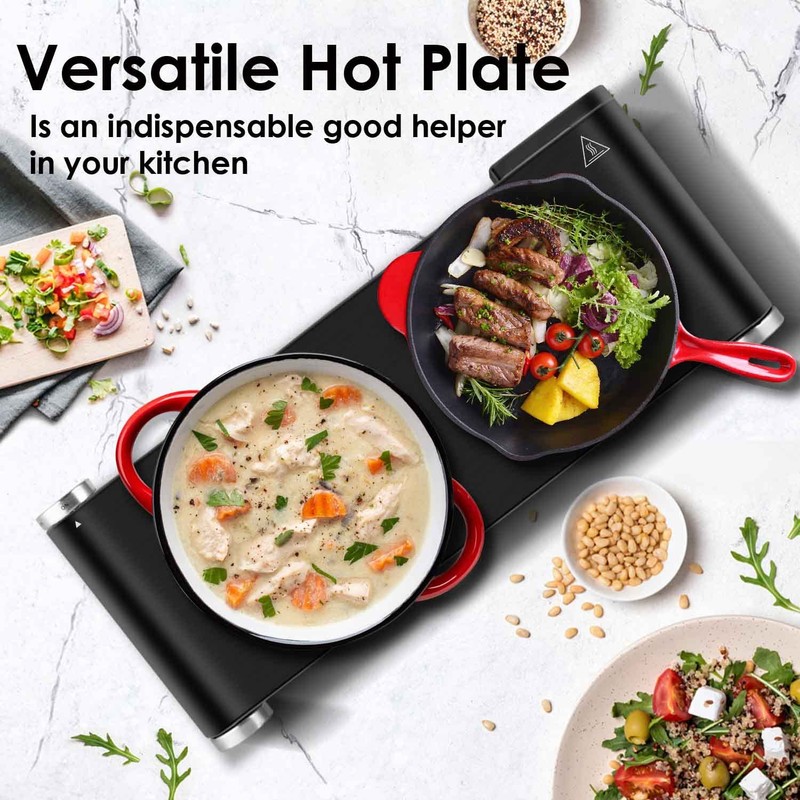 Cusimax Hot Plate for Cooking 1800W Portable Electric Double Burner