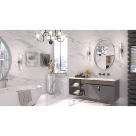 TETOTE Silver Oval Bathroom Mirror, 24 x 36 Brushed Nickel Framed Wall Mounted Mirror for Vanity, Modern Decorative Shatterproof Oval Wall Mirrors for Entryway, Living Room, Bedroom