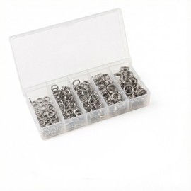 OUGOTHZ 200Pcs Fishing Split Rings, Stainless Steel Lure Connector Rings in 5 Sizes, High-Strength Double Loop Rings for Lures, Hooks, Saltwater and Freshwater Fishing, Storage Box Included