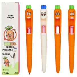 Maydahui 8 Pcs Funny Screaming Carrot Tongue Gel Pens Kawaii 0.5 mm Carrot Writing Pens Black Ink For Easter Basket Stuffers Shcool Stationery Supplies Office Party