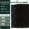 Runature Clip-In Real Hair Extensions, Black, 40 cm, Seamless Clip-In