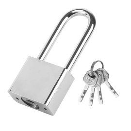 Long Shackle Padlock Lengthened Padlock 40mm/1.57Inch Heavy Duty Lock Waterproof Outdoor Padlock with Keys for Warehouses Doors Shed Gym Locker Bike Silver
