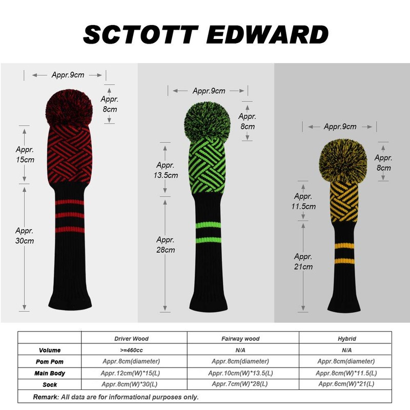 Knit Hybrid Golf Club Covers Fits Hybrids/UT Classical Fine Stripes