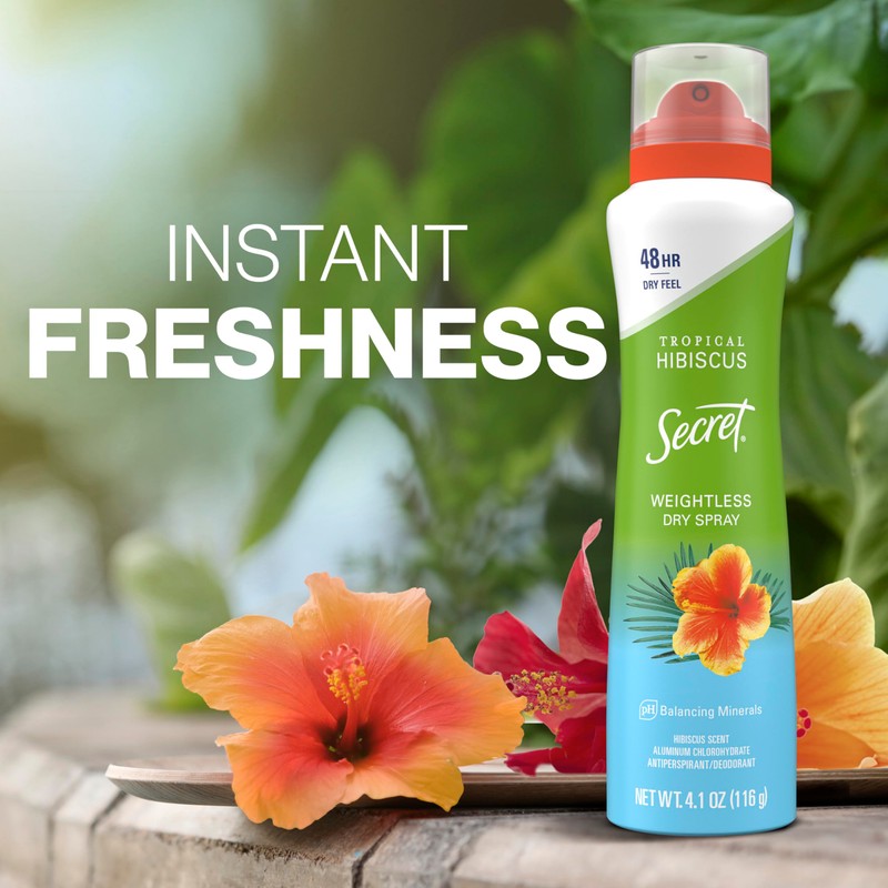 Secret Dry Spray Antiperspirant Deodorant for Women, 48hr Weightless Sweat