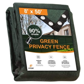 Xpose Safety Heavy Duty Privacy Screen Fence - 8’ x 50’ Green - 90% Visibility and UV Blocking - Easy Installation, Breathable Mesh for Yard, Garden, Greenhouse, Plant Nursery, Pet Kennel, Dog Run