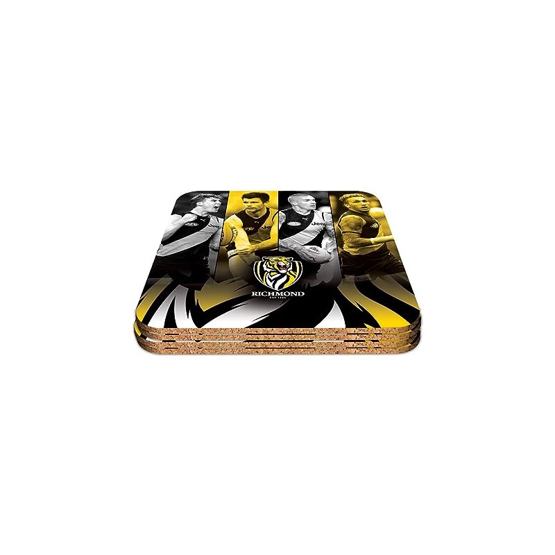 Richmond Tigers AFL Footy Set of 4 Player Coaster
