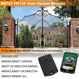 RB741 FM135 for Mighty Mule Remote,Replacement GTO Gate Opener Remote,FM135 Gate Remote Control, Single Button Gate Clicker Garage Door Entry Controller (Black, 3 Pcs)