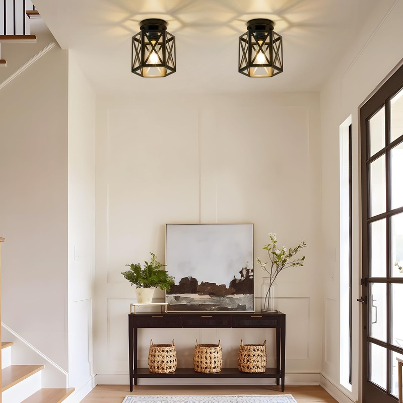 OTeedo 2 Pack Modern Semi Flush Mount Ceiling Light,Hexagon Flush