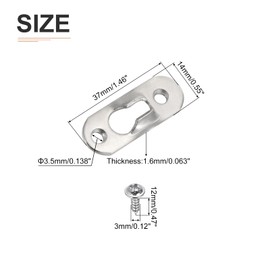 DTGN 37 x 14mm Keyhole Hanging Plate Single Hole Hook with Screws - 20pcs - Perfect for Hanging Pictures - Silver