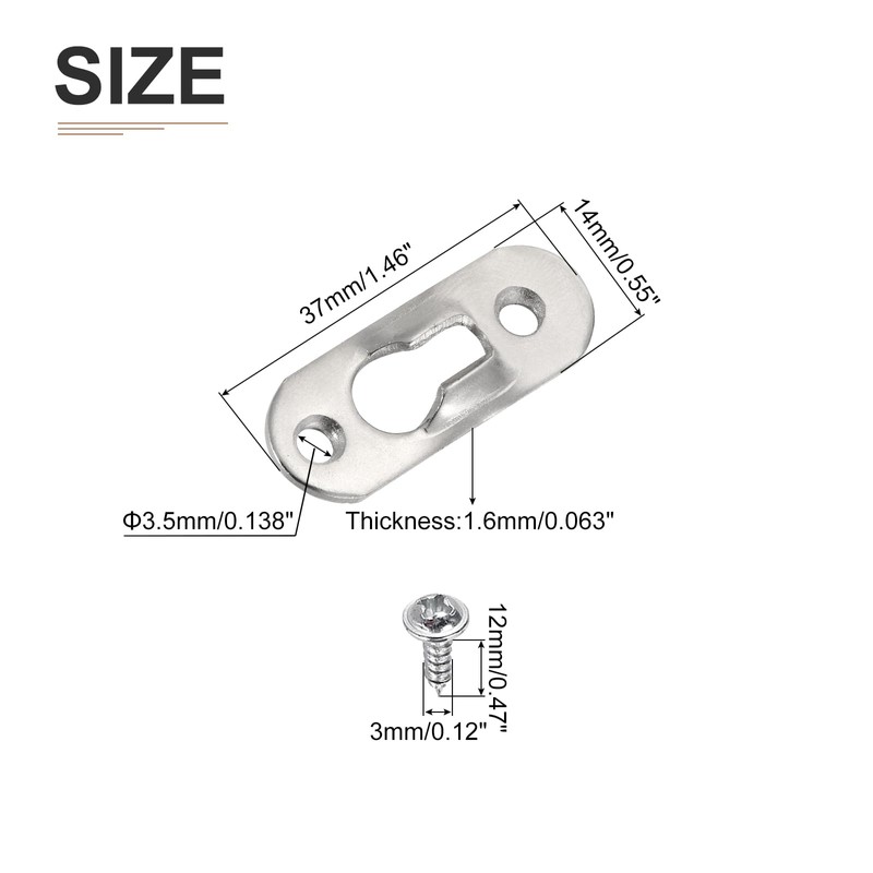 DTGN 37 x 14mm Keyhole Hanging Plate Single Hole Hook
