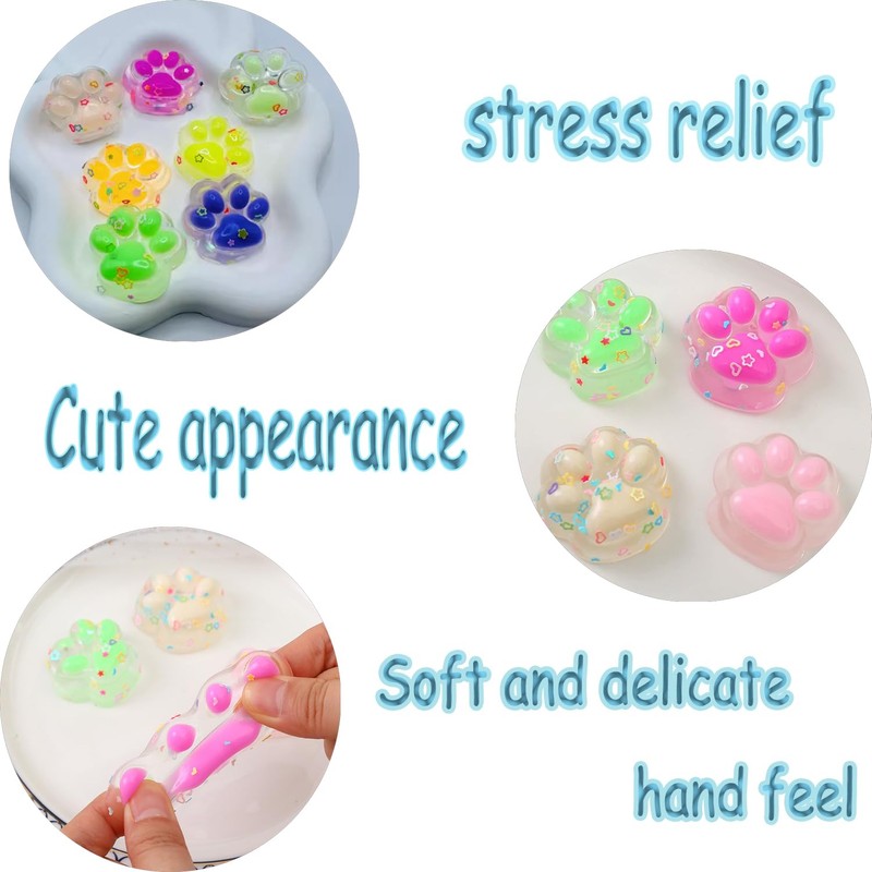 24 PCS cat paws, Taba squishy paw, Cat Paw Fidget