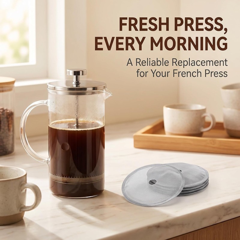 6 Pcs Universal French Press Filter Screen 3" 304 Stainless