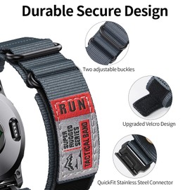 22mm Quickfit Watch Band for Garmin, Double Buckle Band Compatible with Garmin Fenix 8/7/6/5(47mm), Forerunner 965/955/945, Epix Pro Gen 2 47mm — Tactical Hook & Loop Watch Band