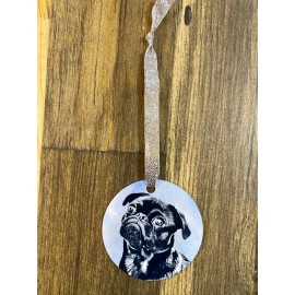 Handmade Black pug Christmas ornament