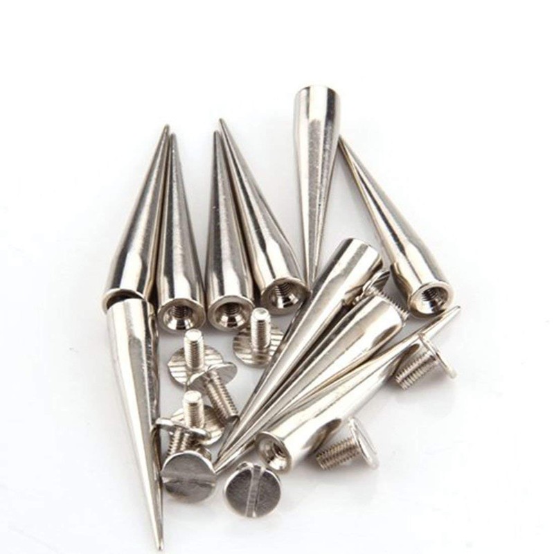Weddecor 7mm x 40mm Screwback Silver Spike Cone Studs for