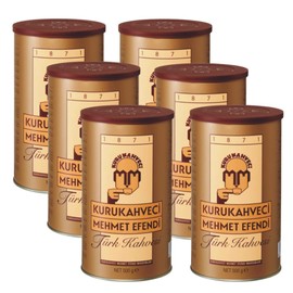 Kurukahveci Mehmet Efendi Turkish Mocha - Traditional Coffee Enjoyment from Istanbul - Intensely Aromatic & Finely Ground - Perfect for Cezve Preparation (6 x 500 g, Mocha)