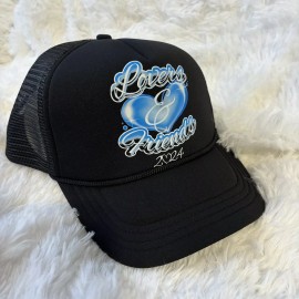 Lovers & Friends Festival 2024 Black And Blue Airbrush Trucker Hat RARE NEW