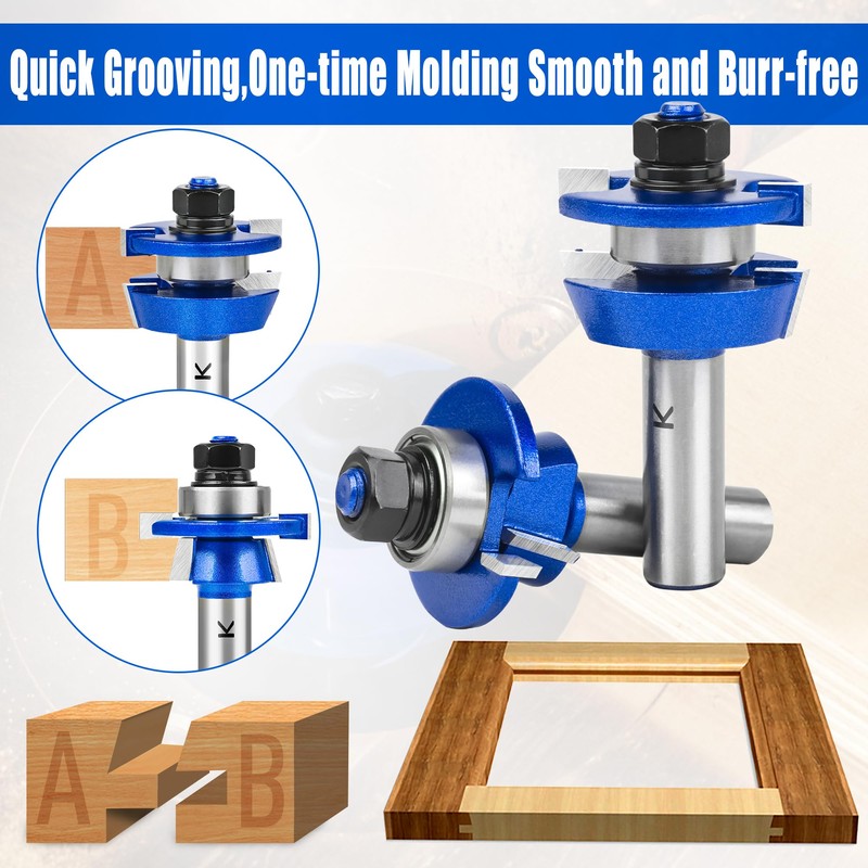 SMJXTOP 2Pcs Shaker Style Rail and Stile Router Bits Set
