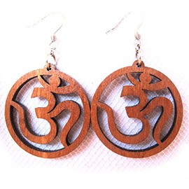 Wooden earrings Om Shanti, Spiritual Jewelry, 0g, The Energy of Geometry Art