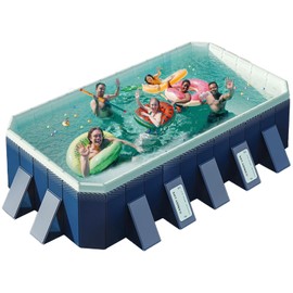 UPWELL Non Inflatable Outdoor Pool for Kids, Adults & Pets Foldable Hard Plastic Swim Tub with Quick Drain & Storage,Durable Splash Pool for Backyard Lawn Travel(113" x 66" x 20")