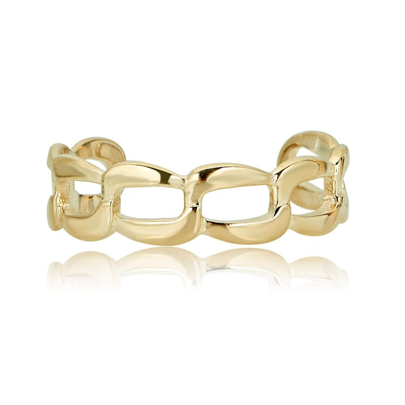 AVORA 10K Yellow Gold Adjustable Curb Chain Toe Ring