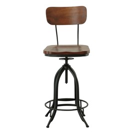 Carolina Chair & Table Adjustable Barstool w/Wood Saddle Seat (Chestnut/Black)